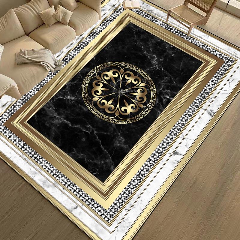 Living Room Golden Luxury Carpet European Decoration Large Area Rugs 200x300 cm Sofa Area Bedroom Decor Non-slip Floor Mat