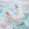 New Summer Women's Flower Embroidered Flat Platform Shoes Chinese Ladies Casual Comfort Denim Fabric Sneakers Shoes