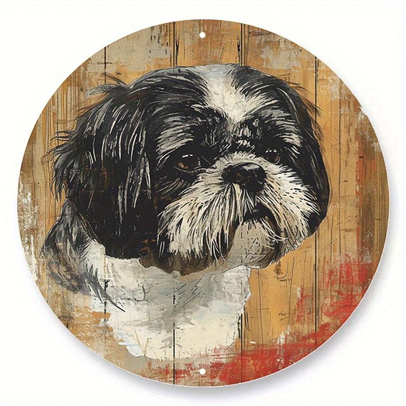 1pc 2d Flat Wood Round Wooden Sign - 20cm Art Painting Wreath Decorative Plates Entrance Decor Gift Mask Theme for Bar Cafe Club Home Room Wall Decor