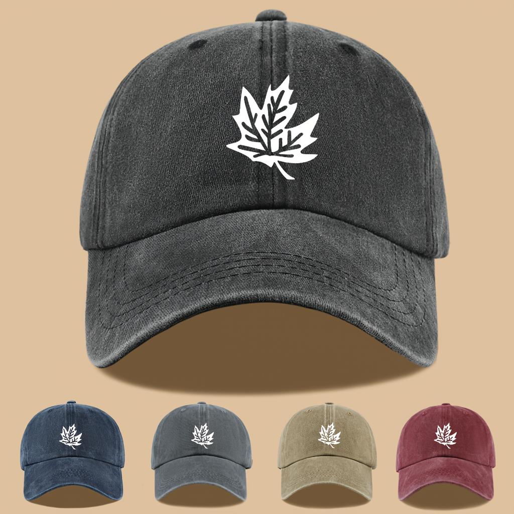 Maple Leaf Print Retro Trucker Cap Breathable Adjustable Baseball Cap Unisex Sun Hat