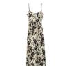 Spring New Women's Clothing European and American Animal Print Sleeveless Suspender Medium and Long Silk Satin Texture Dress