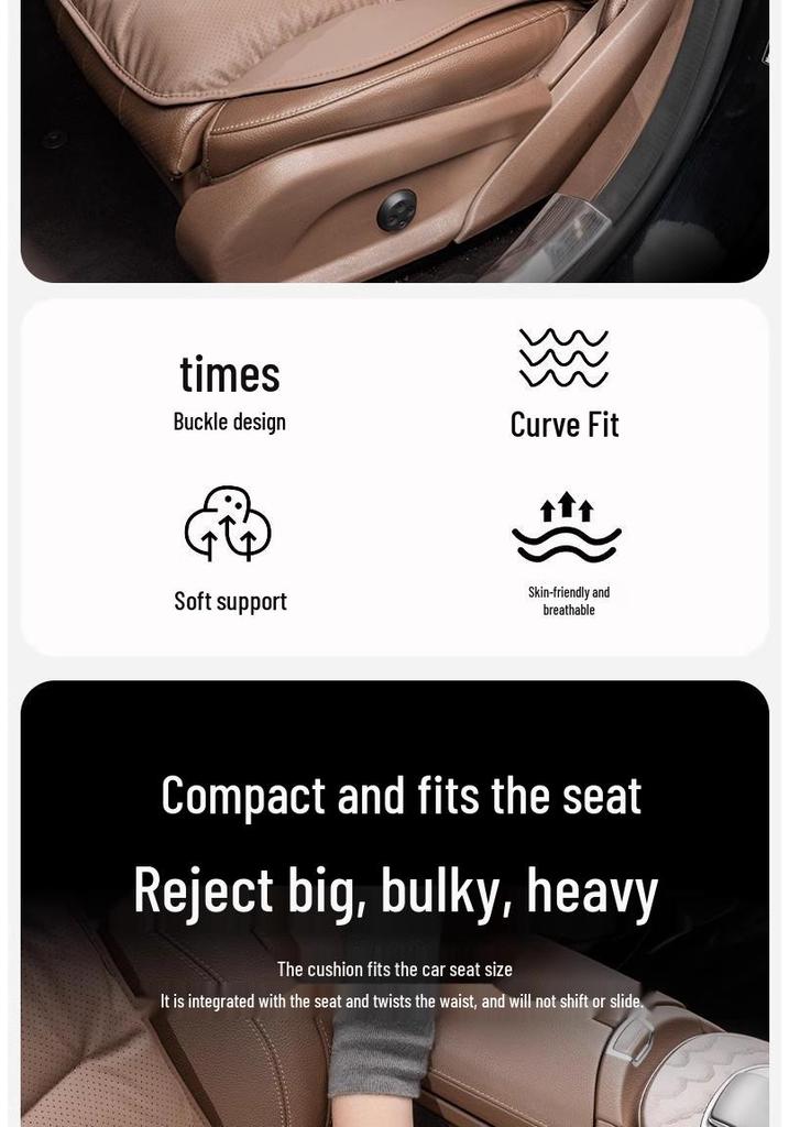 Luxurious Nappa Leather Car Seat Cushions - Thick, Non-Slip, Full Set for Five-Seater Cars