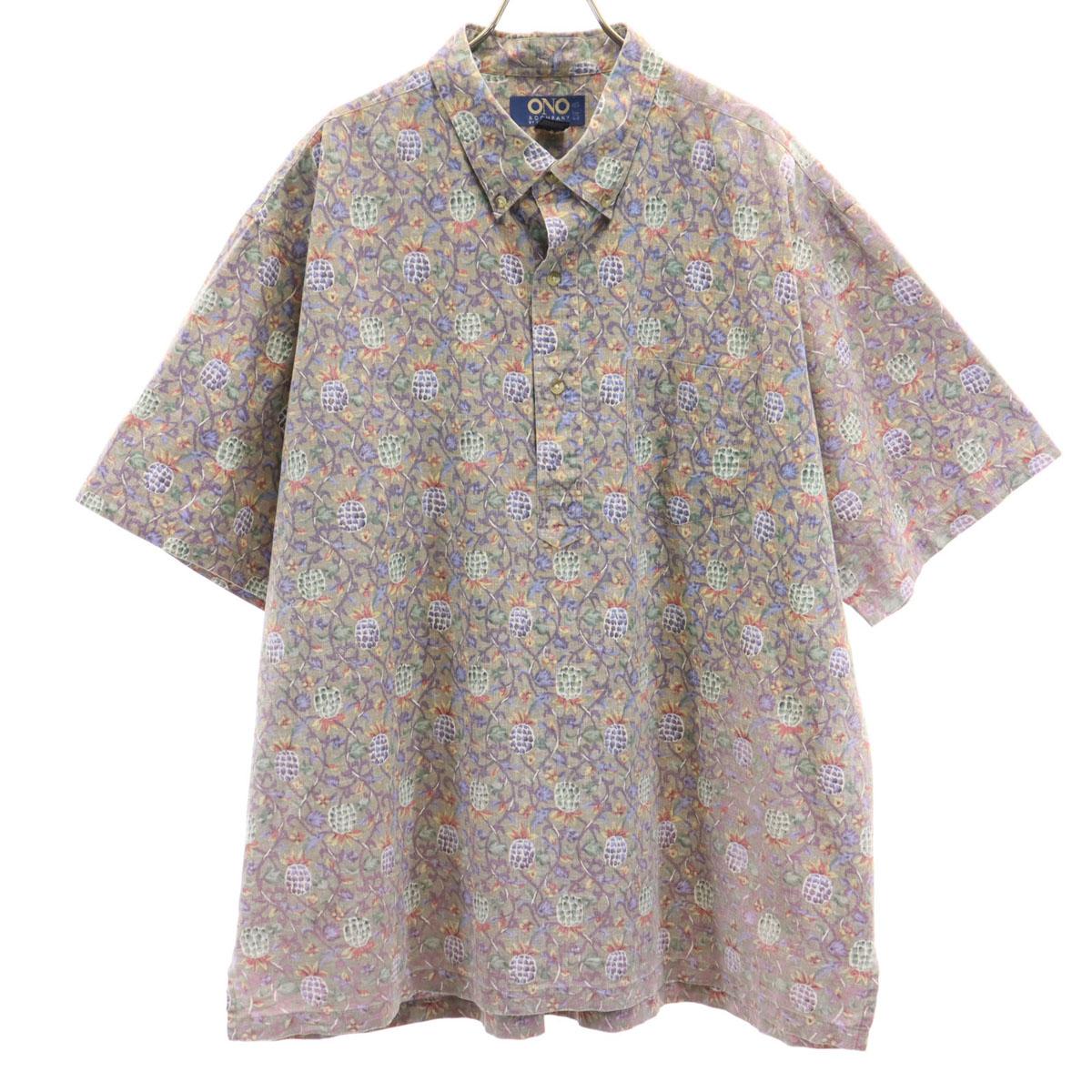 

ONO & COMPANY by LIBERTY HOUSE 90-е 00-е Старая рубашка Алоха с коротким рукавом на пуговицах с принтом ананасов с обратной печатью Мужская Б/У