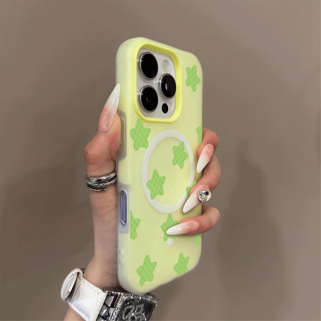 Magnetic Jelly Two-in-one Mobile Phone Case for Apple 15promax Mobile Phone Case New Girls Frosted Simple Style