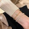Luxury-luxurious Style Cross-shaped Round Beads Double-layered Layered Hand Chain for Women, High-end Accessory with Elegant Style
