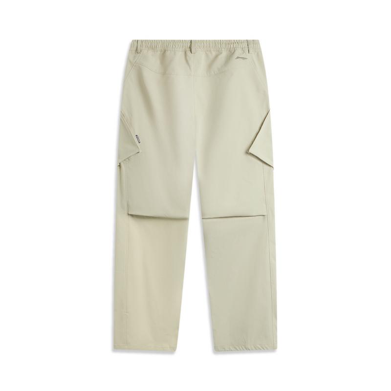 Li Ning CF Series Solid Color Mid Waist Comfortable Breathable Versatile Loose Straight Leg Sports Pants Men Bottoms Limestone AYKU713-2