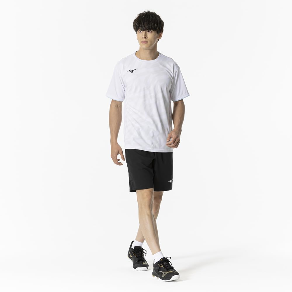 Mizuno Game Short Dynamotion Officially Approved by the Japan Badminton White Tennis/Badminton Shirt, Sleeve, Moisture-Wicking, Quick-Drying, Fit,