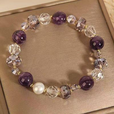 Mori Style Minimalistisches Lila Kristallarmband – Leichter Luxus Geschenk für Frauen & Beste Freundinnen
