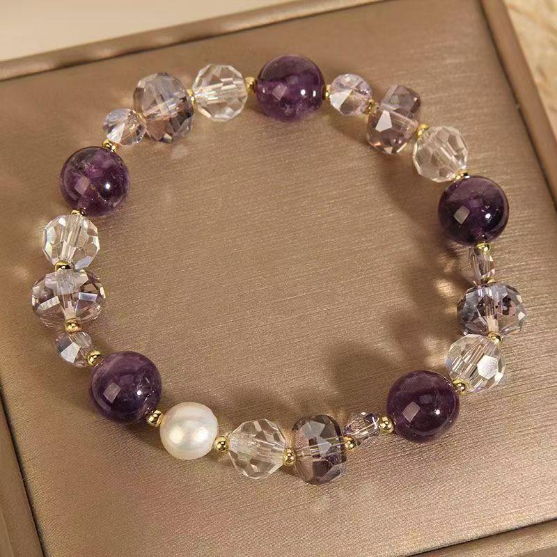 Mori Style Minimalist Purple Crystal Bracelet – Light Luxury Gift for Women & Best Friends