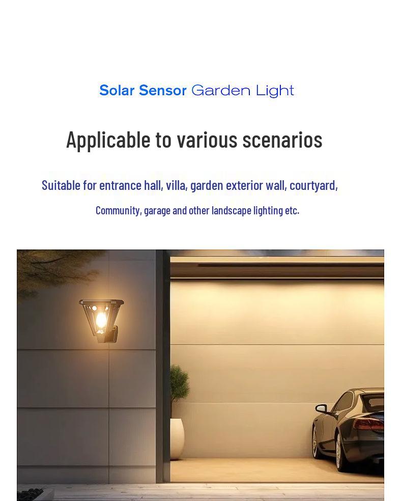 Outdoor Solar LED Waterproof Garden Wall Light for Landscape and Lawn