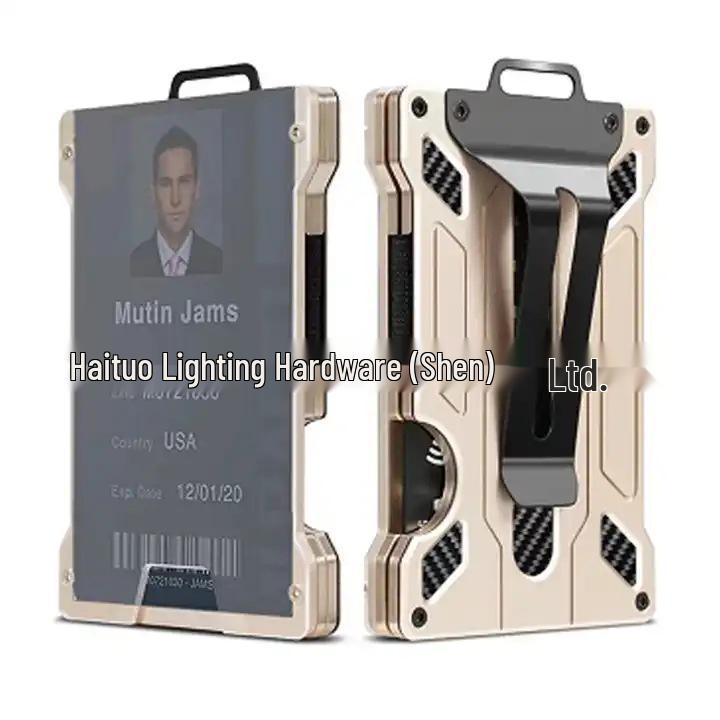 Metal RFID Card Holder - Anti-Skimming, Transparent Business ID and Credit Card Clip золотой