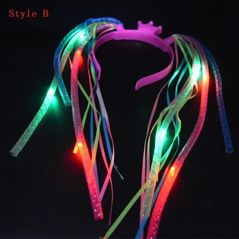 

Light Up Flash Braid Noodles Headband Gift Led Glasses Neon Rave Party Hair Band Cosplay Birthday