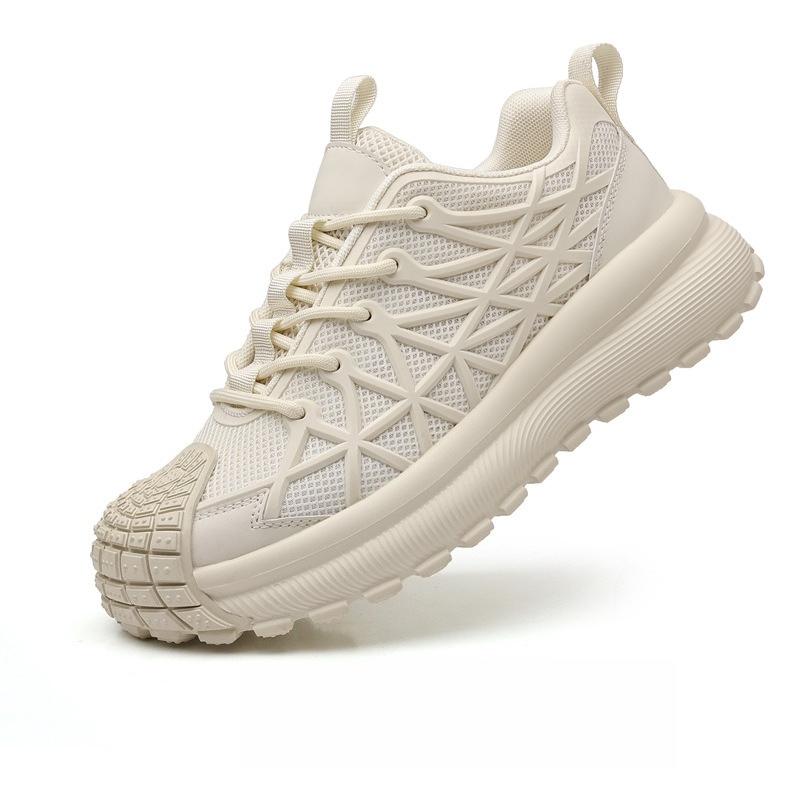 Fashion Men's White Sneakers 2025 Summer New Mesh Breathable Sports Running Shoes Fashion Lace Up Height Increase Non Slip Casual Shoes