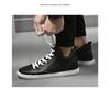 Men's Korean Style Velvet-Lined Mid-Top Leather Sneakers - Trendy Casual Cowhide Patchwork, Large Sizes Available.