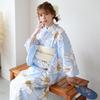 16 Muster zur Auswahl Yukata Heko Obi Set Tokimeki Sommerliebe Yukata Heko Obi 2-teiliges Set Lilie auf Hell (2. Groß blau)