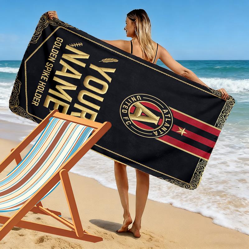 Name Custom Atlanta United FC Print Beach Towel, Large Soft Quick Dry Towel for Beach Camping Swimming