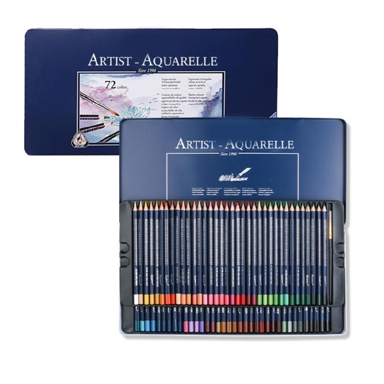 Watercolour Colouring Pencil Set with Brush Water-Soluble Coloured Pencils in Metal Case for Kid Adult Artist Coloring