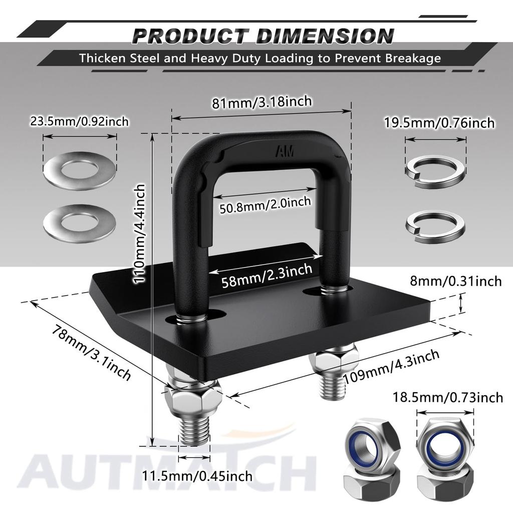 AUTMATCH Hitch Tightener Anti-Rattle Clamp, Heavy Duty Hitch Stabilizer for 1.5" and 2" Trailer