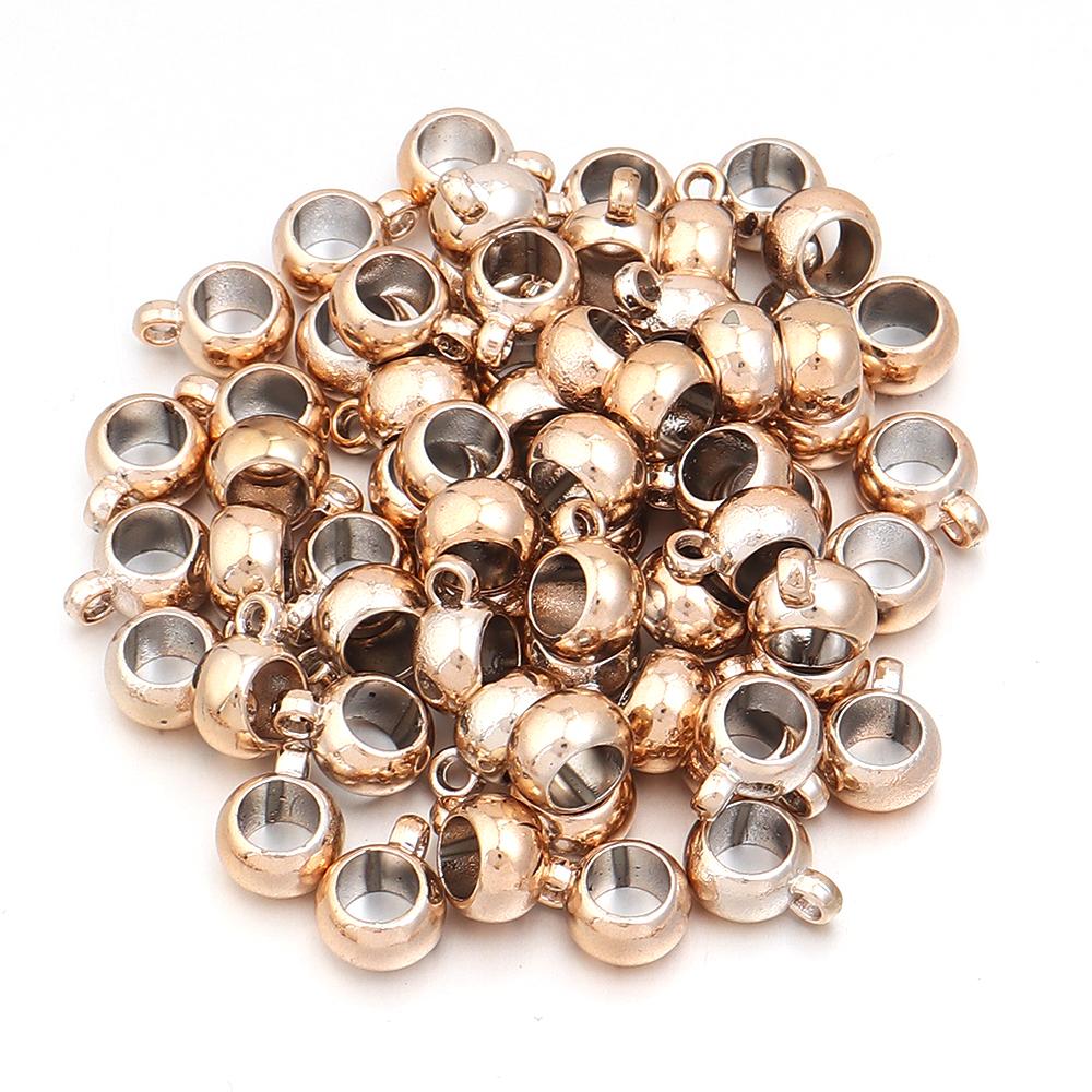 30-100pcs/lot CCB Spacer Beads Pendant Charms Clasps Gold Color Big Hole Bail Beads For DIY Bracelet Jewelry Making Accessories