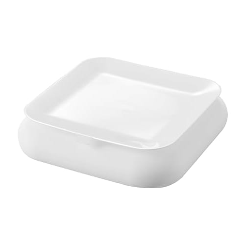 Yamazaki Tower Silicone Baby Food Tray with Suction Cups, White, W18 X D18 X H4.1cm, Dishwasher, Microwave, and Freezer Safe, Non-Tip, Easy To Scoop,