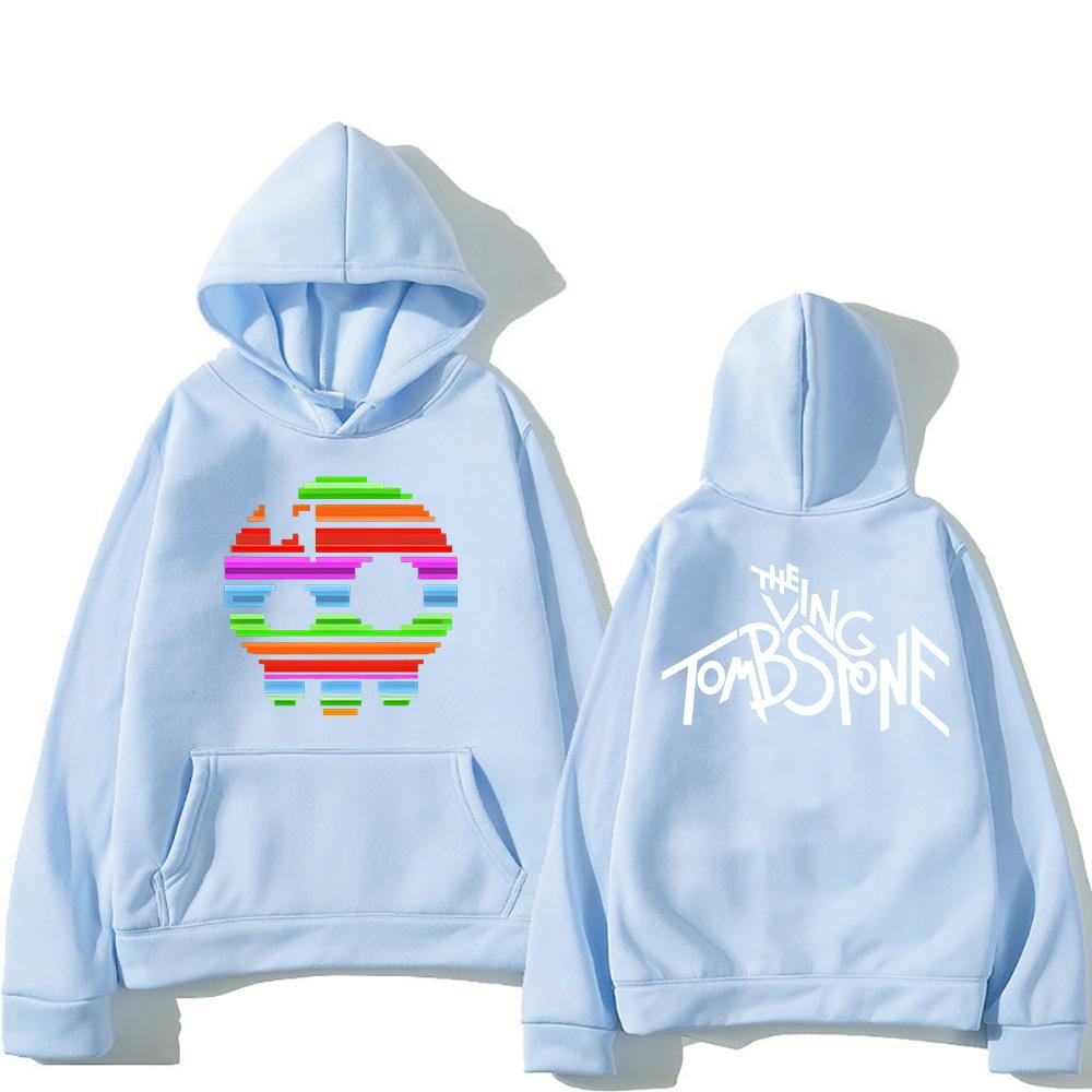 The Living Tombstone Rainbow Skull Hoodie The Living Tombstone Skull Humorous Graphic Sweatshirts Unisex Long Sleeve Pullovers