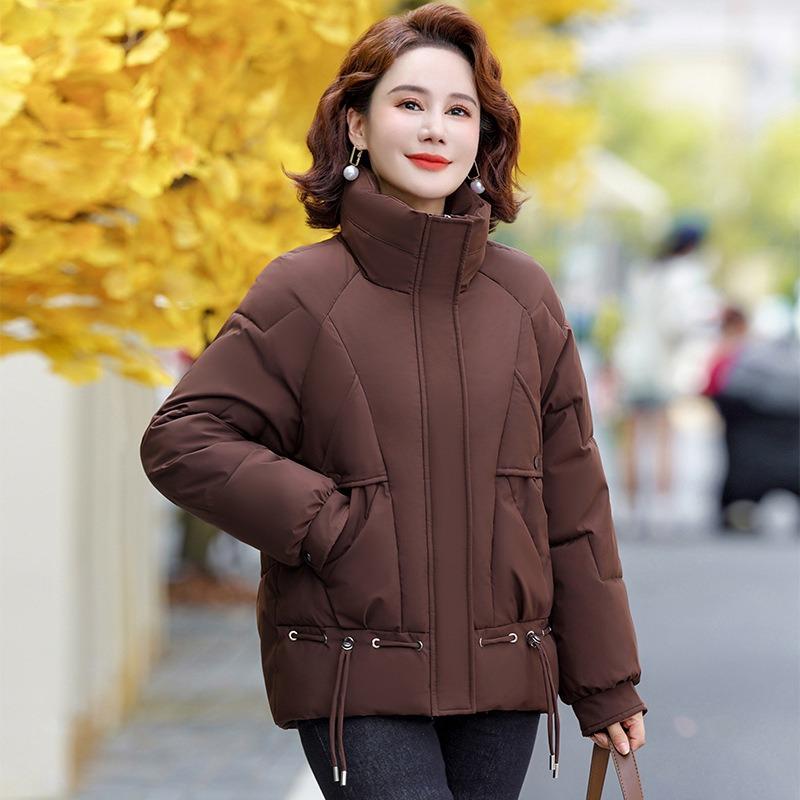 

Winter new fashion stand-up collar short down cotton-padded clothing women s clothing loose large size thickened cotton-padded jacket 3XL (recommended 140-80kg) темно-коричневого