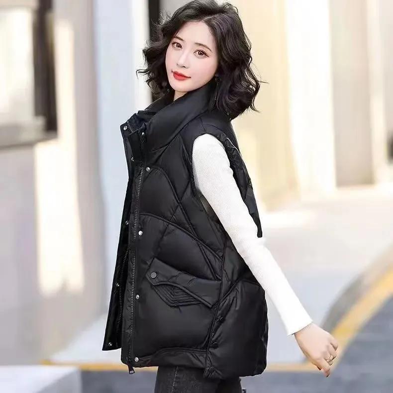 

Женская одежда Куртки на все случаи жизни Осень и Зима, Толстые жилеты, Широкие и короткие повседневные жилеты M чёрный