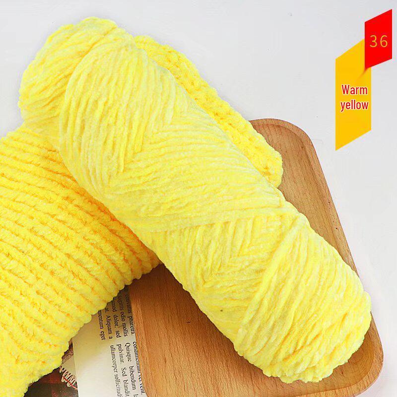 Chenille Golden Silk Velvet Yarn Ball - Medium Thick Glossy Yarn for Hand Knitting and Crochet Slippers.