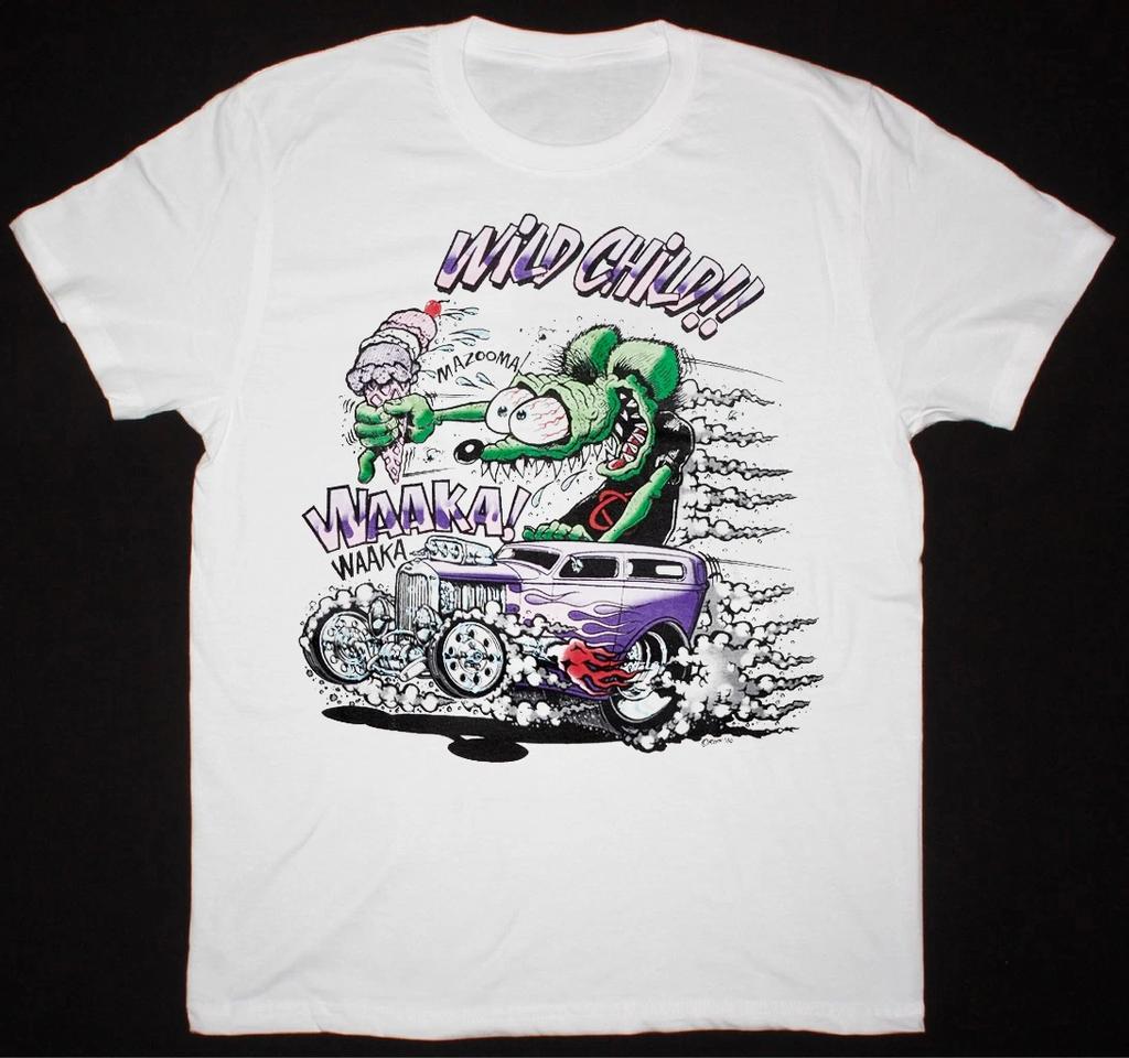 Ed Big Daddy Roth Rat Fink Wild Child Hot Rod White Cotton T-Shirt