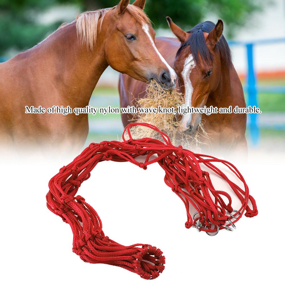 Horse Feeding Bg Nylon Slow Feeder Equine Hay Net Feeding Bag With Hanger Red M