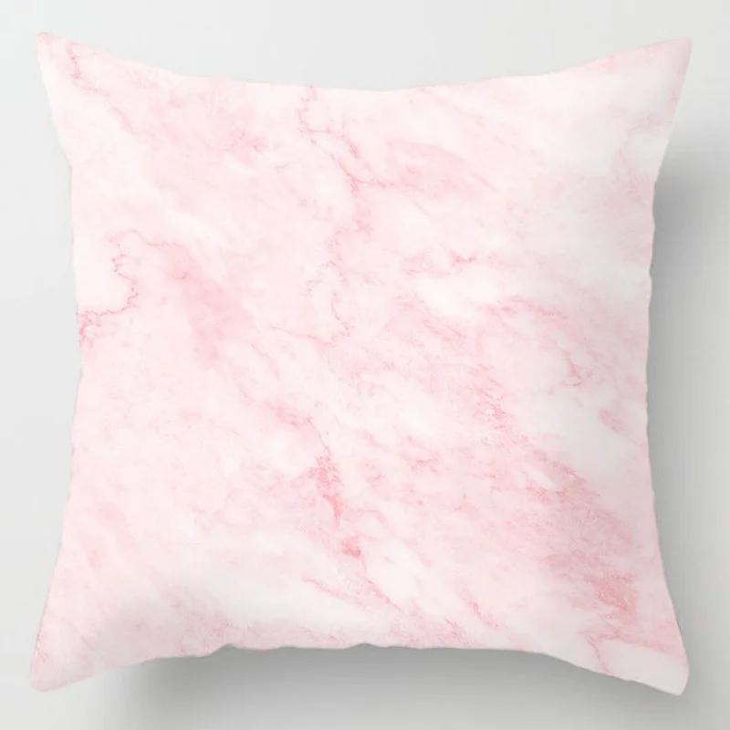 Pink Marble Polyester Pillowcase Leather Leaf Flower Cushion Cover Living Room Home Decoration Sofa Geometric