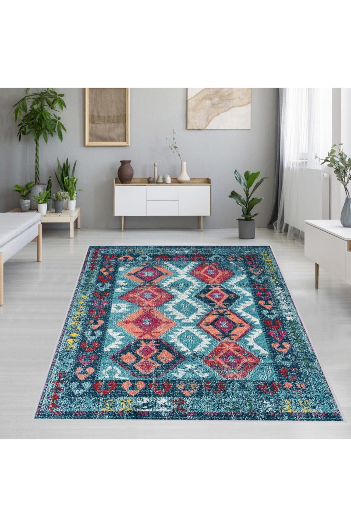 

Rovigo Home Моющийся ковер с принтом RVG1077 50x80 синий