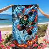 Serviette de Plage Impression Demon Slayer, Serviette de Plage Polyvalente Légère Absorbante pour Piscine Surf Yoga Salle de Bain, Cadeau d'Anniversaire ou de Vacances Parfait