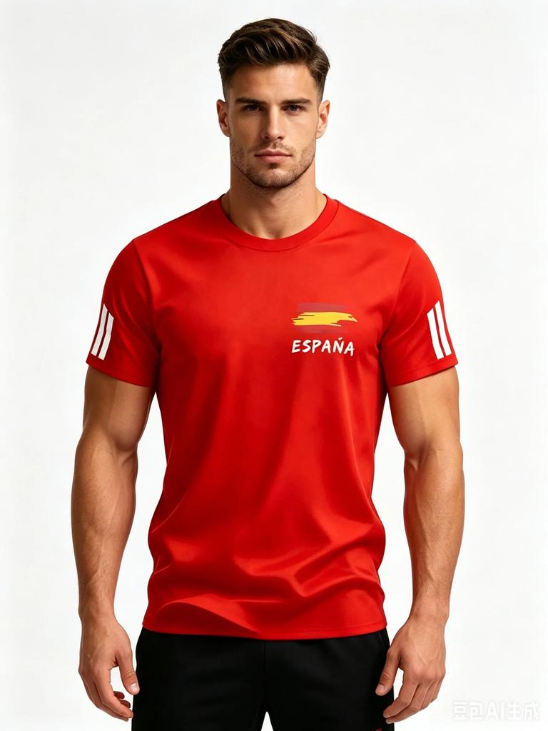 2026 Nuova Maglia da Tifoso Tema Nazionale Spagna Asciugatura Rapida Sportiva Casual Top T-shirt per Uomo
