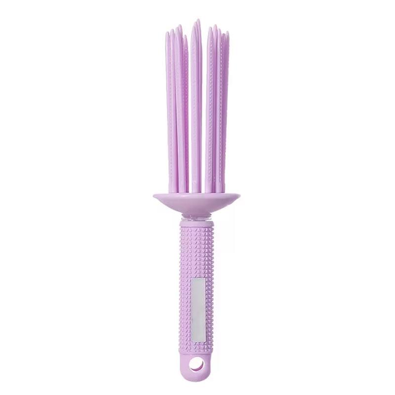 BEPAN 17 Teeth Curl Defining Brush Hair Fluffy Curling Comb Non-Slip Professional Round Curling Brush Comb for Voluminous Hairstyling фиолетовый