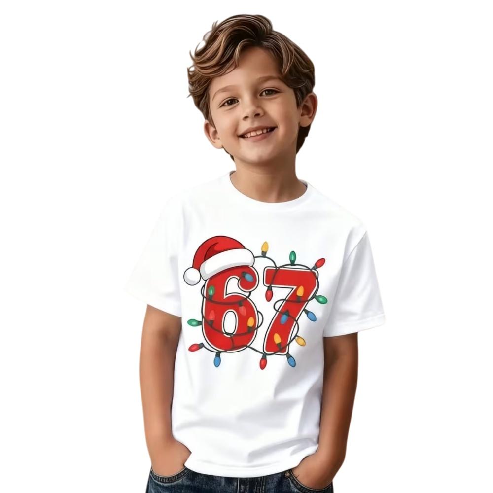 Fun Six Seven 6 7 Meme Design T-Shirt for Kids Chaotic Humor Y2k Game Saying Tees Christmas Gift Top Fashion Children's Clothing