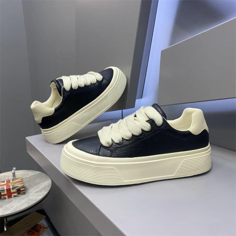 Men's shoes winter niche original casual board shoes youth thick sole heightening leather surface waterproof and non-slip sports shoes