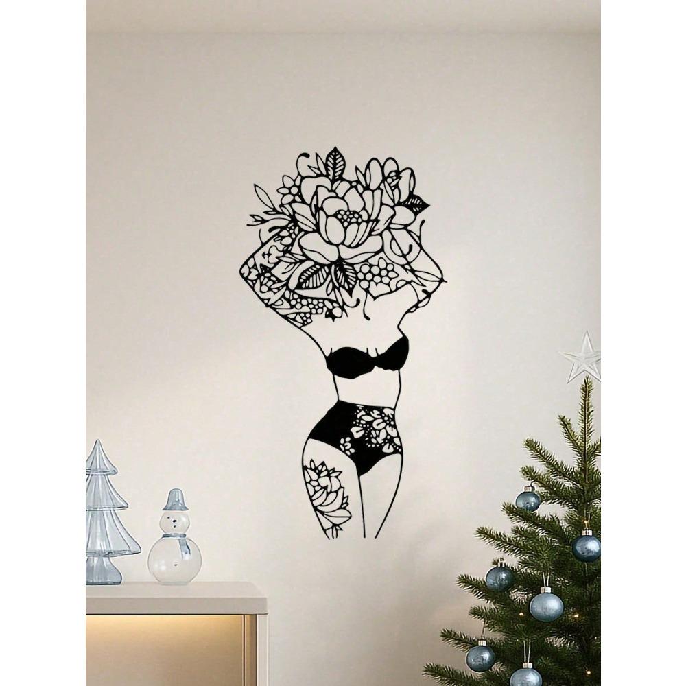 Laser Cut Bohemian Floral Goddess Metal Wall Art Modern Home Decor Bathroom Bedroom Meditation