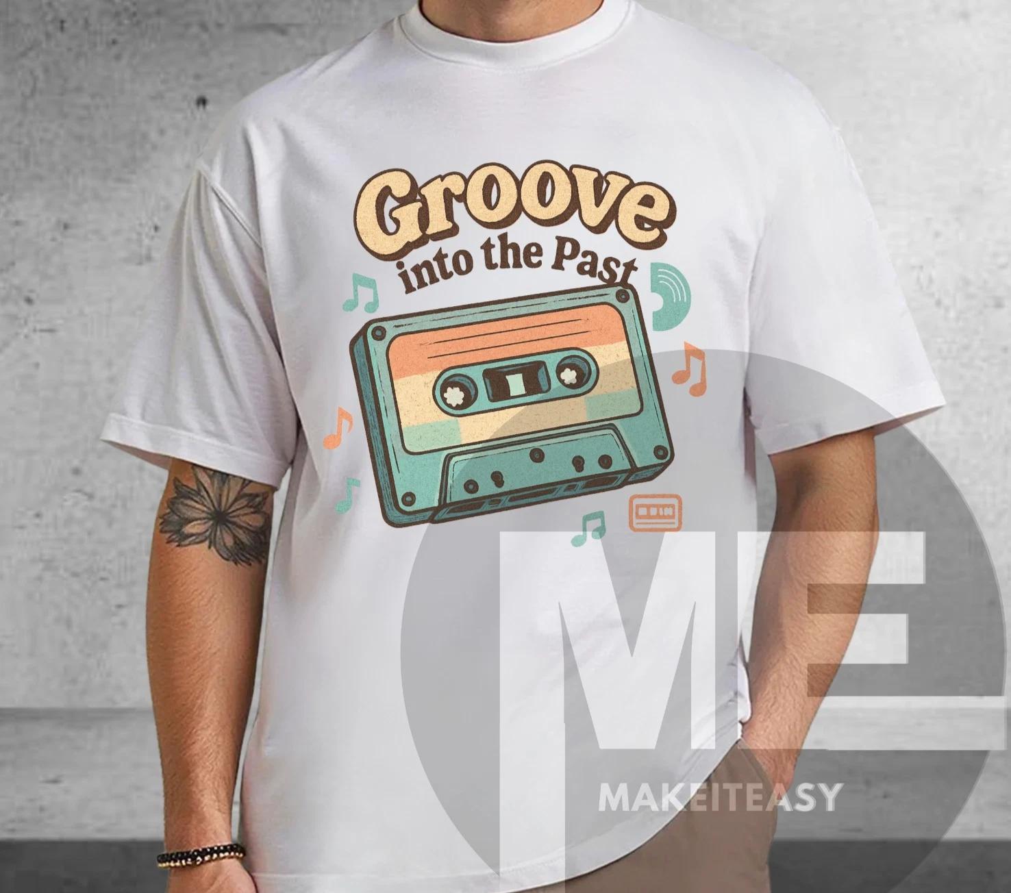 Men s and Women s T-shirts Groove Into The Past T-shirt Cassette Unisex Tee M