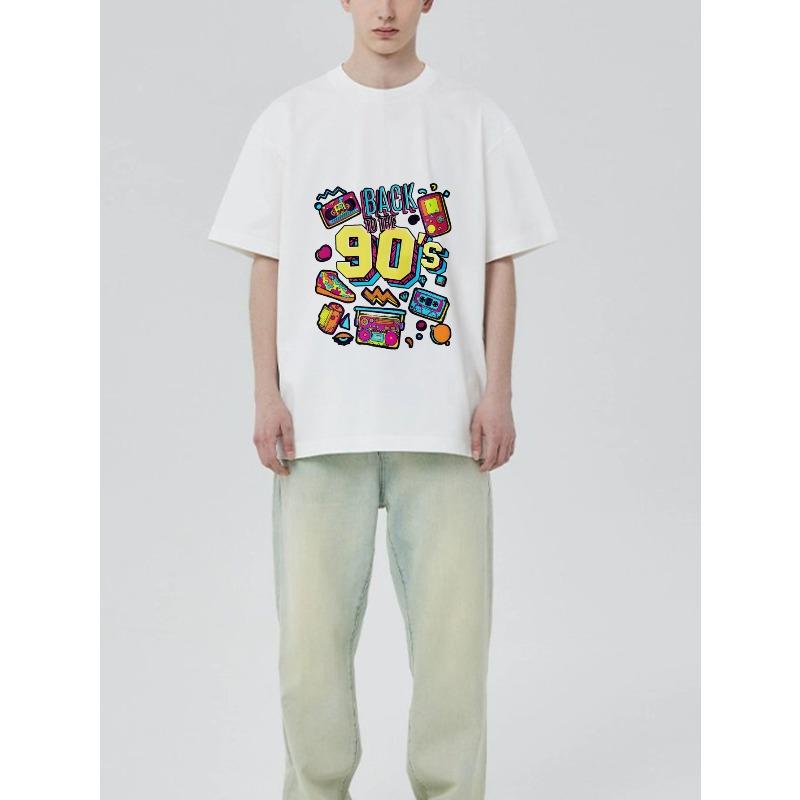 Back To The 90s T-Shirt Black Retro 90s Themed Graphic with Game Console Cassette Tape and Boombox Print for Casual Wear Party and Nostalgic Events