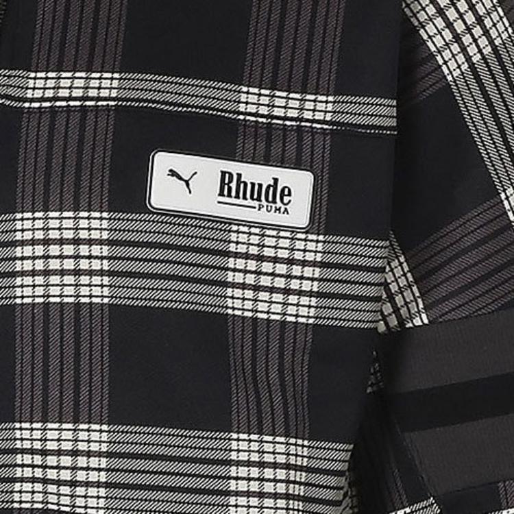 Puma X Rhude Xtg Collab High Neck Plaid Casual Knit Sweater Men Tops Black White 595341-02