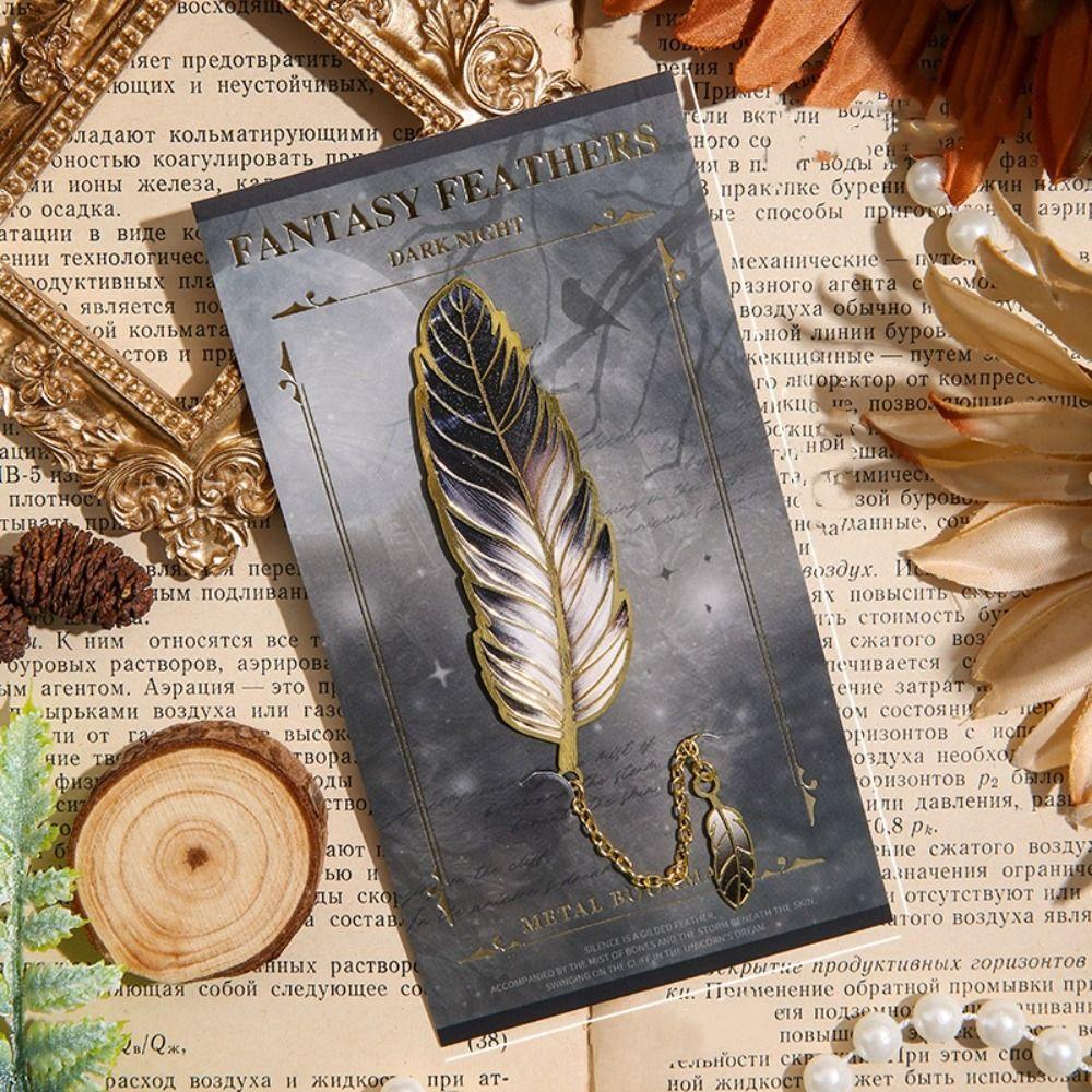 Metal Chain Vintage Book Clip Reading Mark Pendant Bookmark Aesthetic Feather Bookmark  Book Lovers