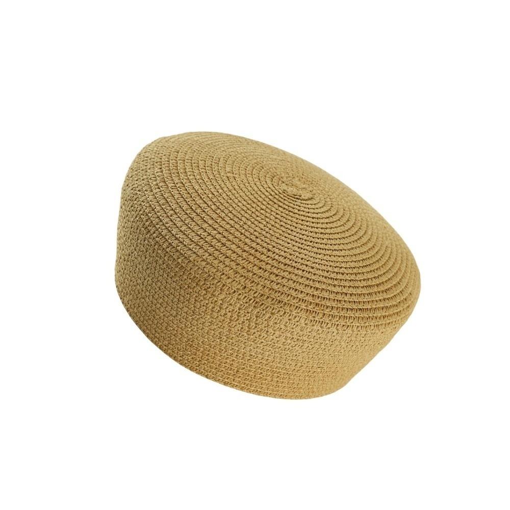Brimless Beret Hat Raffia Flat Top Hat New Artist Hat  Women