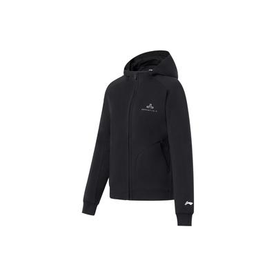 Fitness Series Logo Print Hooded Long Sleeve Sweatshirt Women Tops Black AWDS780-2