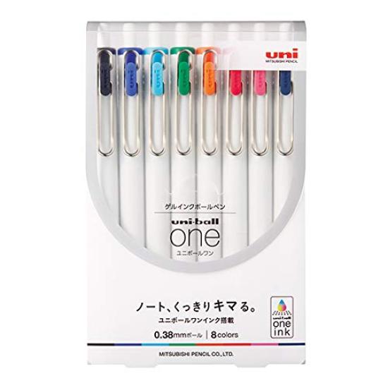 Mitsubishi Pencil Gel Ink Ballpoint Pen Uni-ball One 0.38mm 8-color Set UMNS388C [Set of 3]