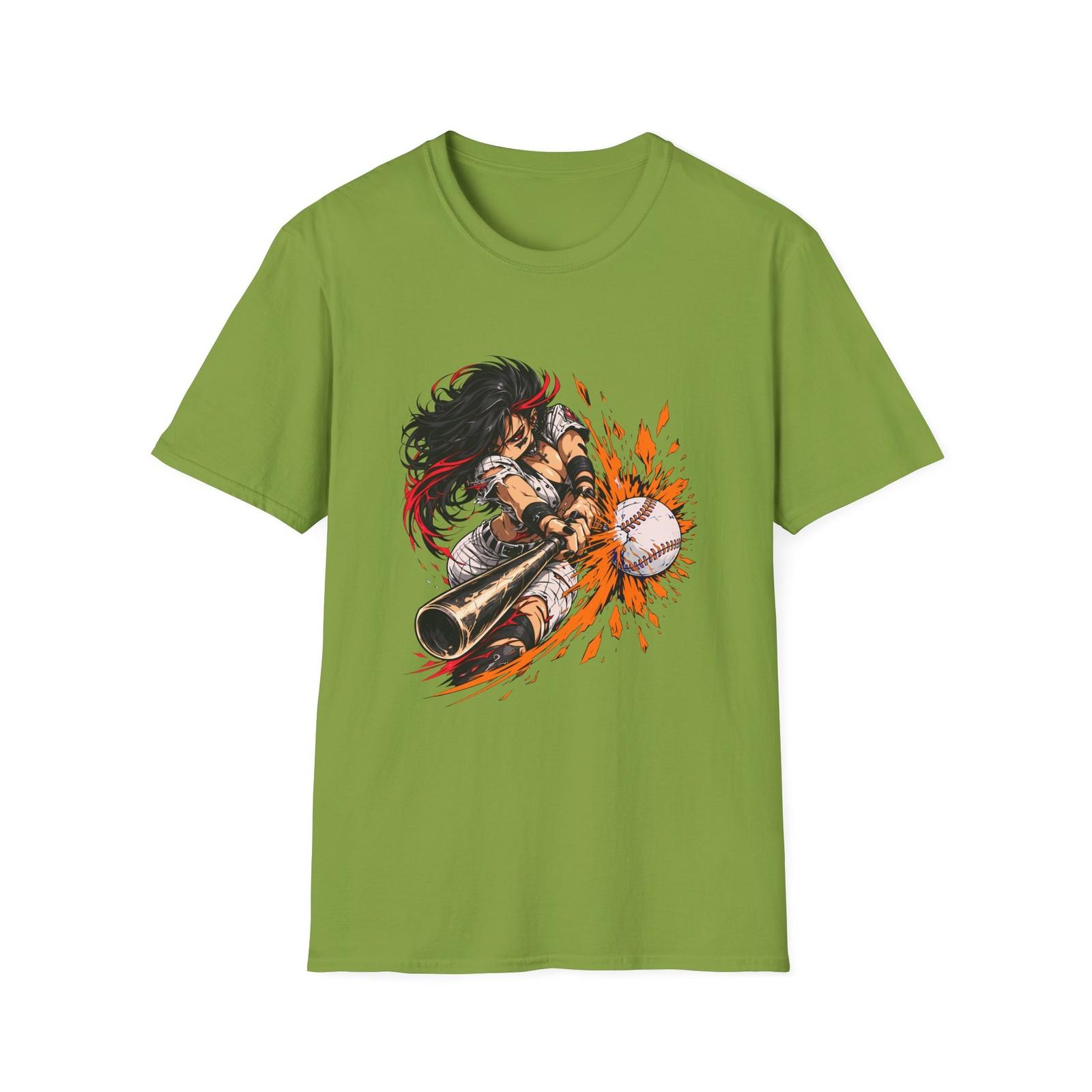 Baseball Hitter Anime Gothic Manga Power Swing Ball Unisex Softstyle T-Shirt S разноцветный