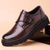 2024 autumn and winter new men's business dress leather shoes men's round head platform Velcro men's shoes British casual 9355