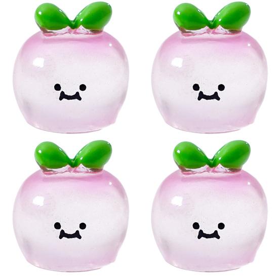 4Pcs Mini Resin Vegetable Figurines Cute Car Dashboard Decor, Adhesive Mounted Resin Car Interior Decorations for Women, Mini Dashboard Ornaments