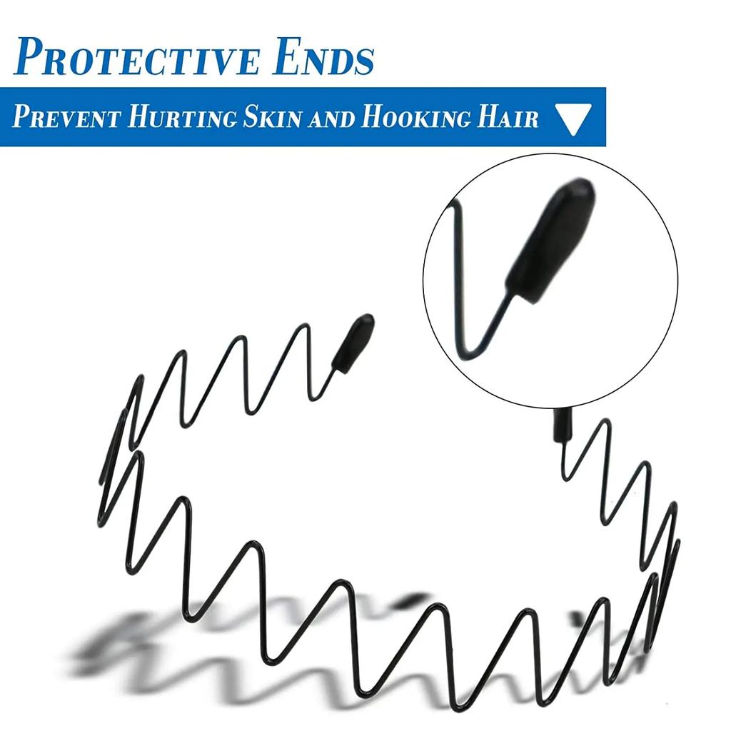 Unisex Schwarze Elastische Rutschfeste Einfache Metall-Stirnbänder Für Männer Frauen Welliges Haarband Feder Haarreif Mode Haarschmuck