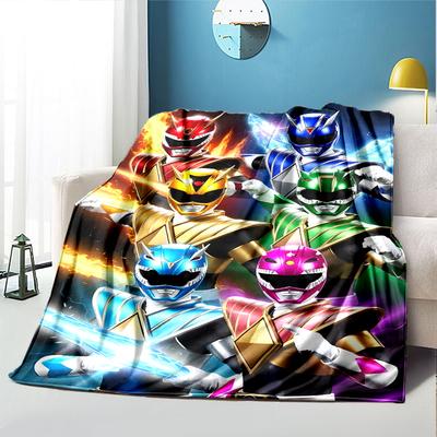 Mighty Morphin Power Rangers Muster Decke für Heimdekoration, Bett, Sofa, Autoreise, Camping, Geeignet für alle Jahreszeiten, Geburtstags-Weihnachtsgeschenk